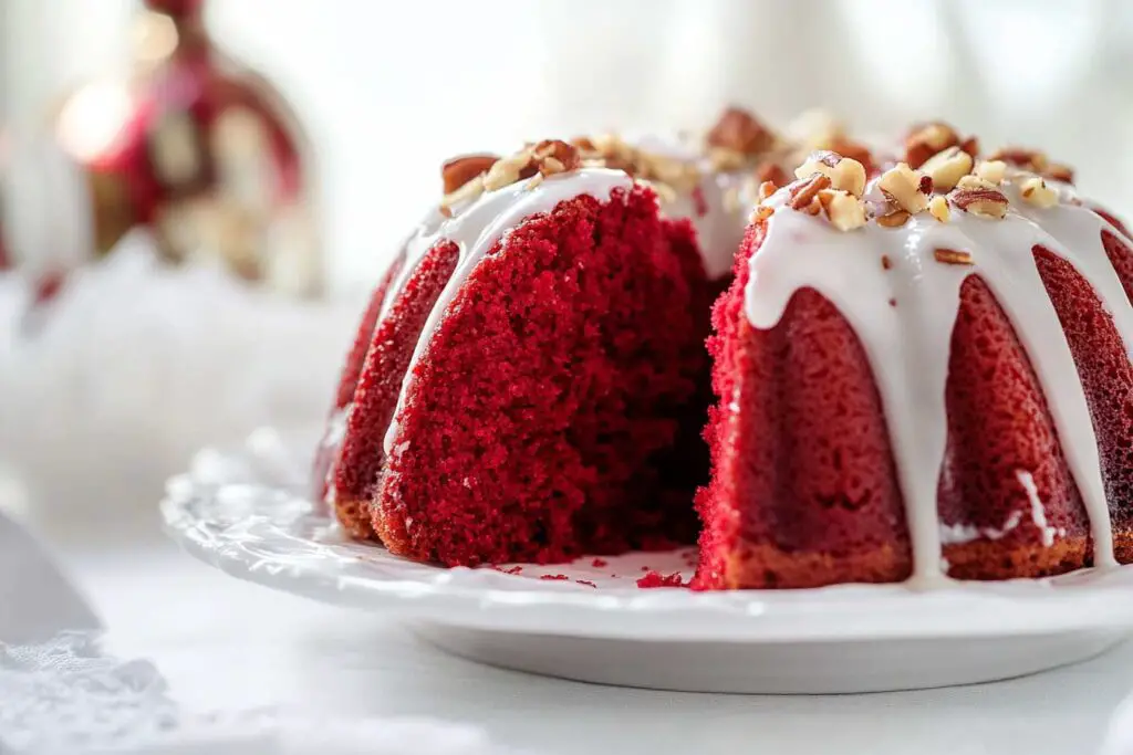 Serving and Decoration of Mini Red Velvet Bundt Cake