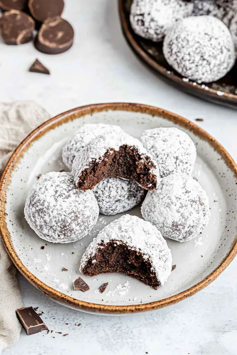 Chocolate Snowball Cookies with White Chocolate Center
