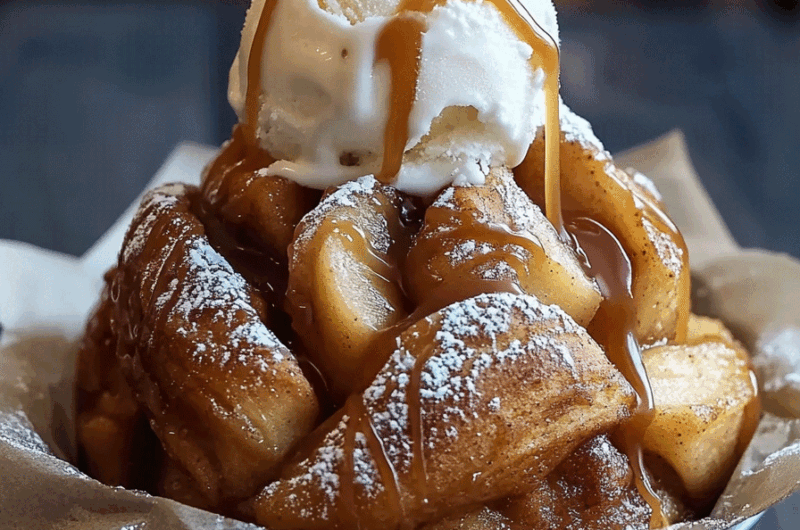 Apple Cinnamon Rolls with Vanilla Ice Cream