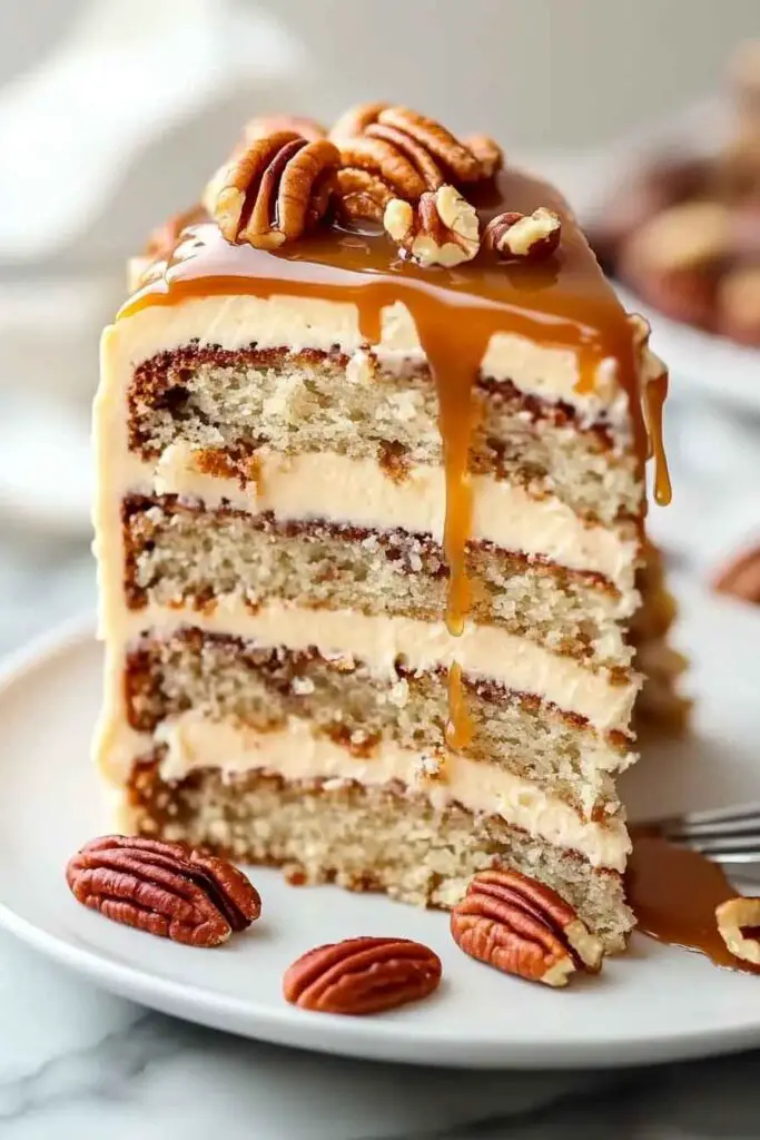 Banana Pecan Caramel Layer Cake Extravaganza