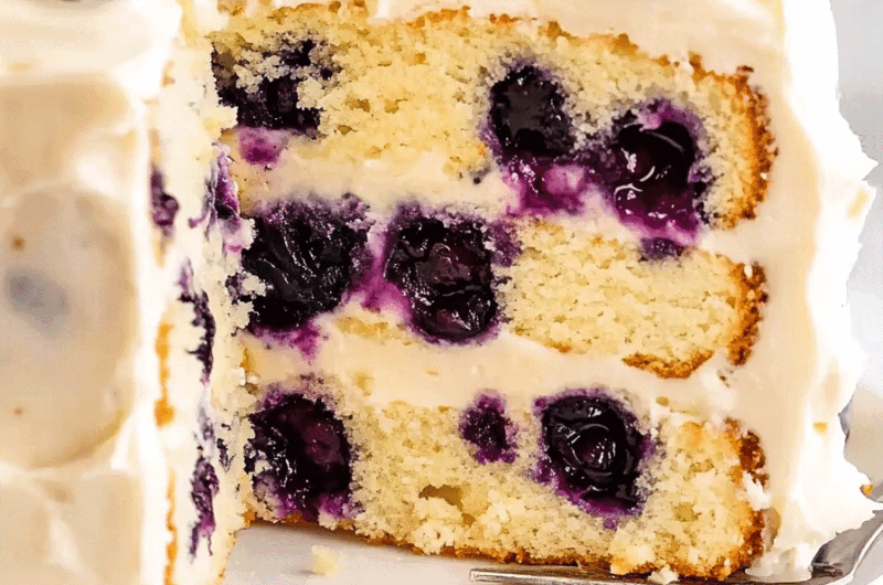 Blueberry Cake with Lemon Cream Cheese Frosting