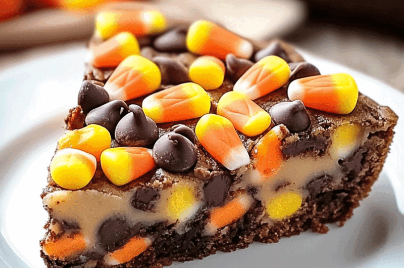 Candy Corn Chocolate Chip Cookie Cake