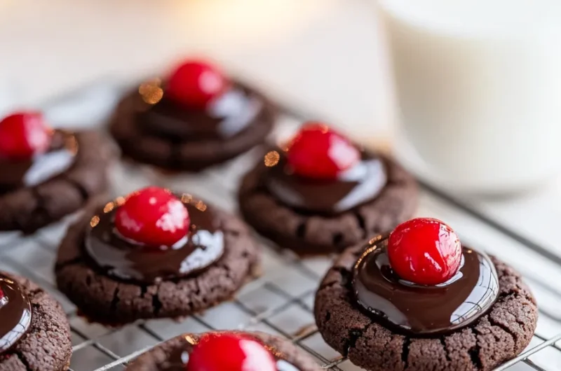 Chocolate Cherry Thumbprint Cookies