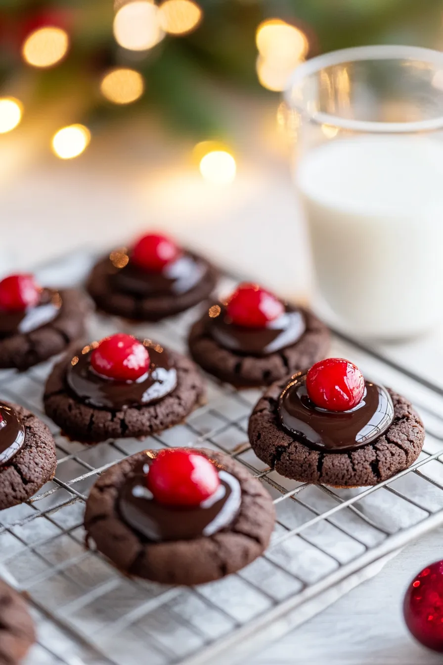 Chocolate Cherry Thumbprint Cookies
