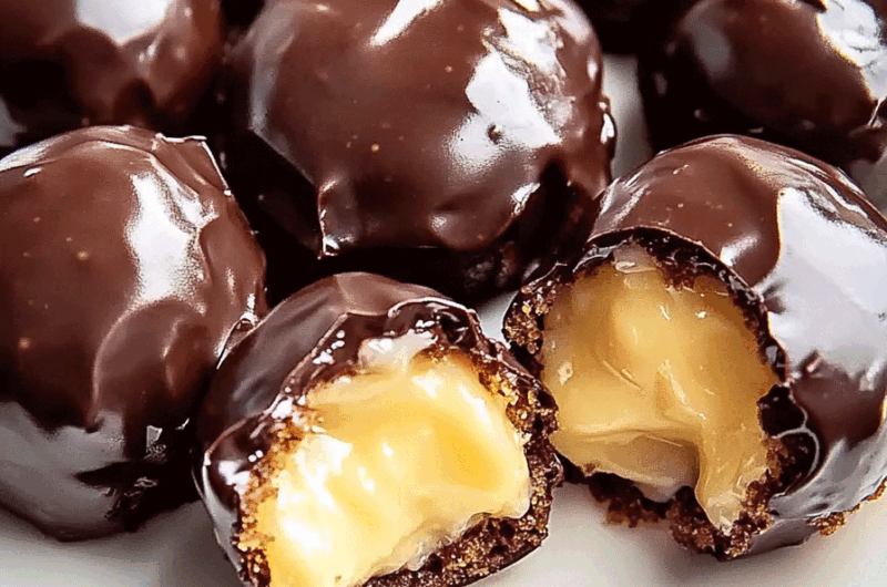 Chocolate Covered Banana Pudding Stuffed Puffs