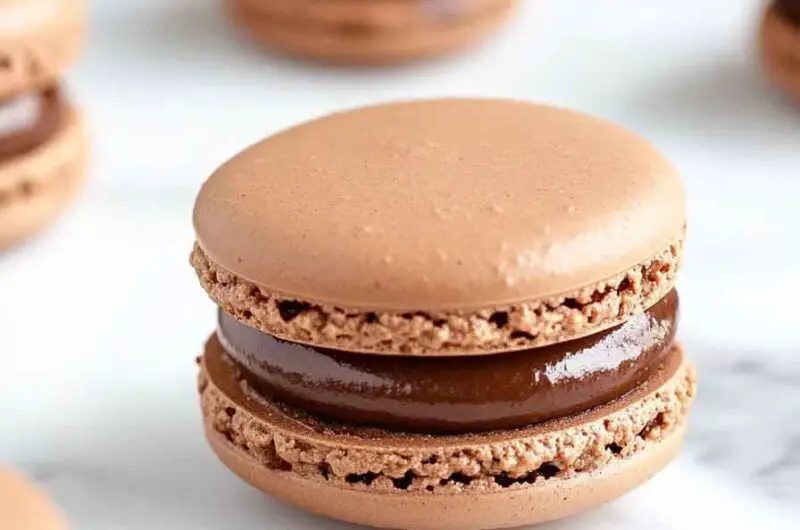 Chocolate Ganache Macarons with a Creamy Filling