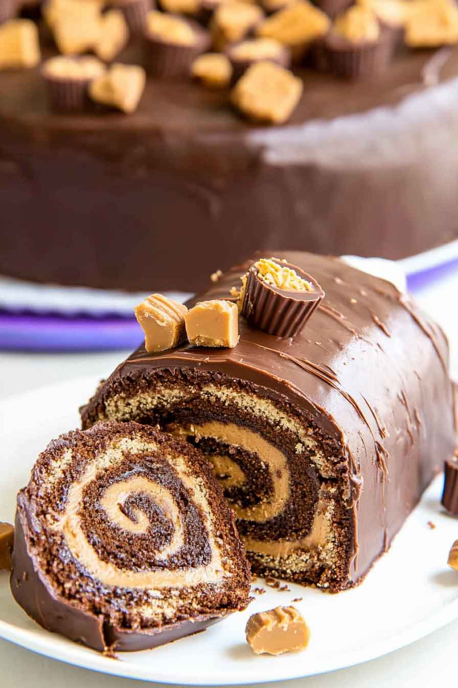 chocolate Peanut Butter Cake Roulade
