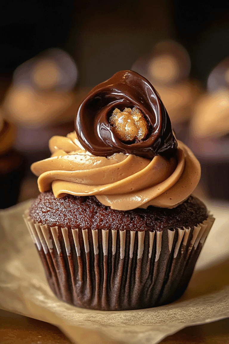 Chocolate Peanut Butter Volcano Cupcakes