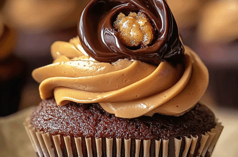 Chocolate Peanut Butter Volcano Cupcakes
