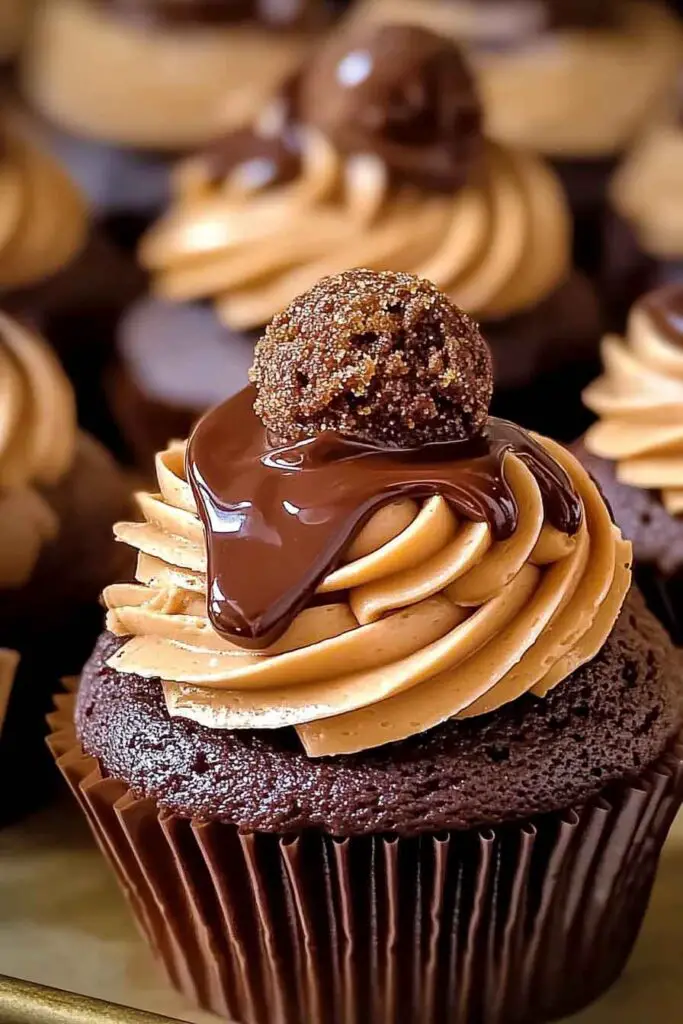 Chocolate Peanut Butter Volcano Cupcakes