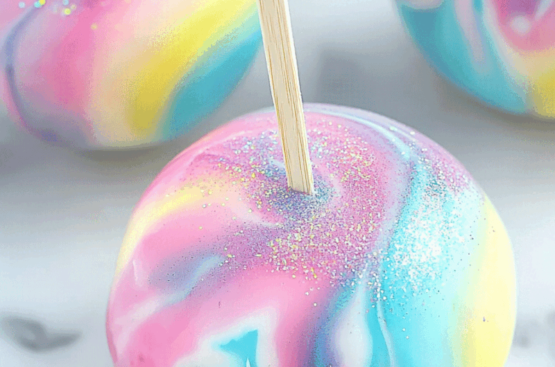 Cotton Candy Swirl Candy Apples
