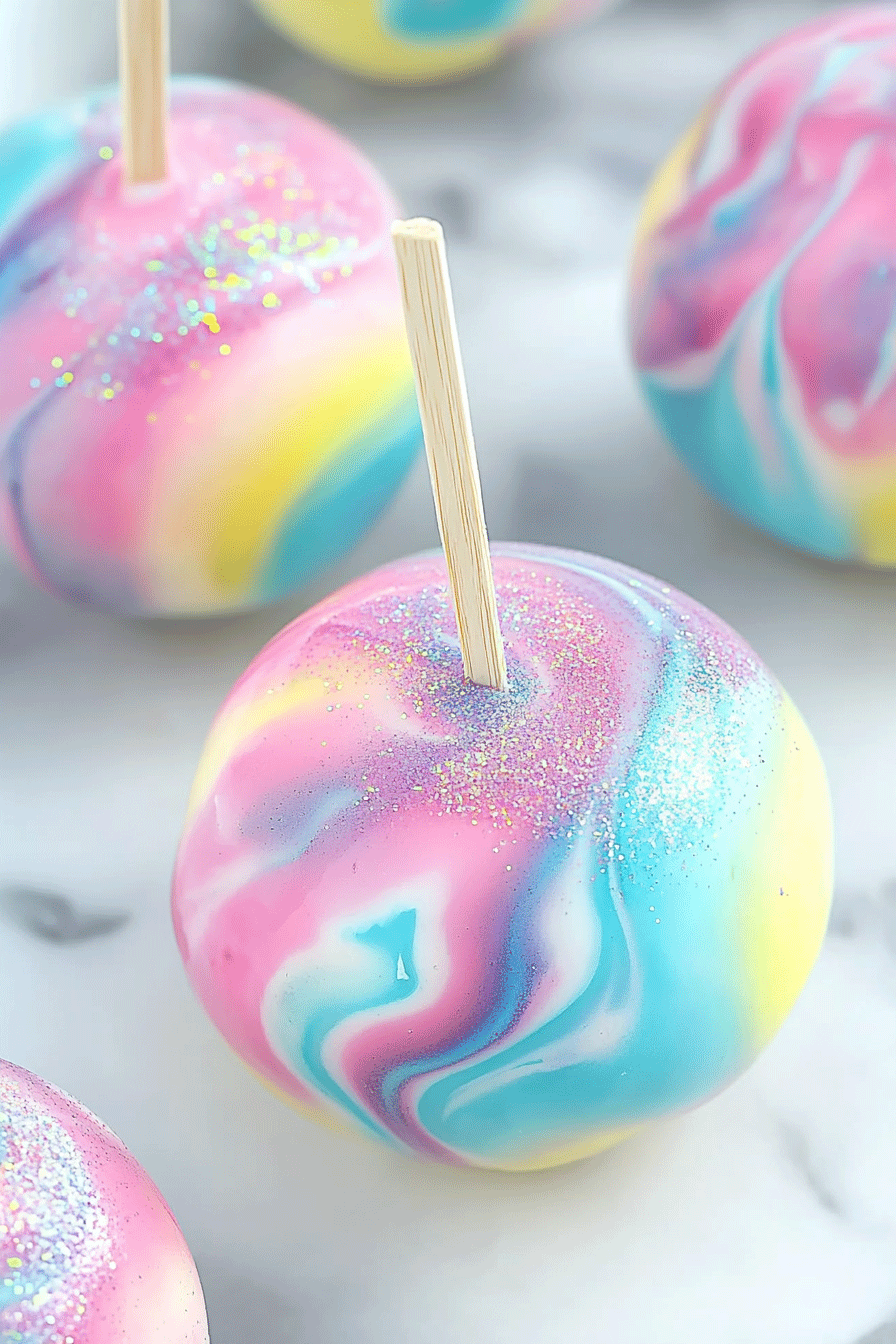 cotton Candy Swirl Candy Apples