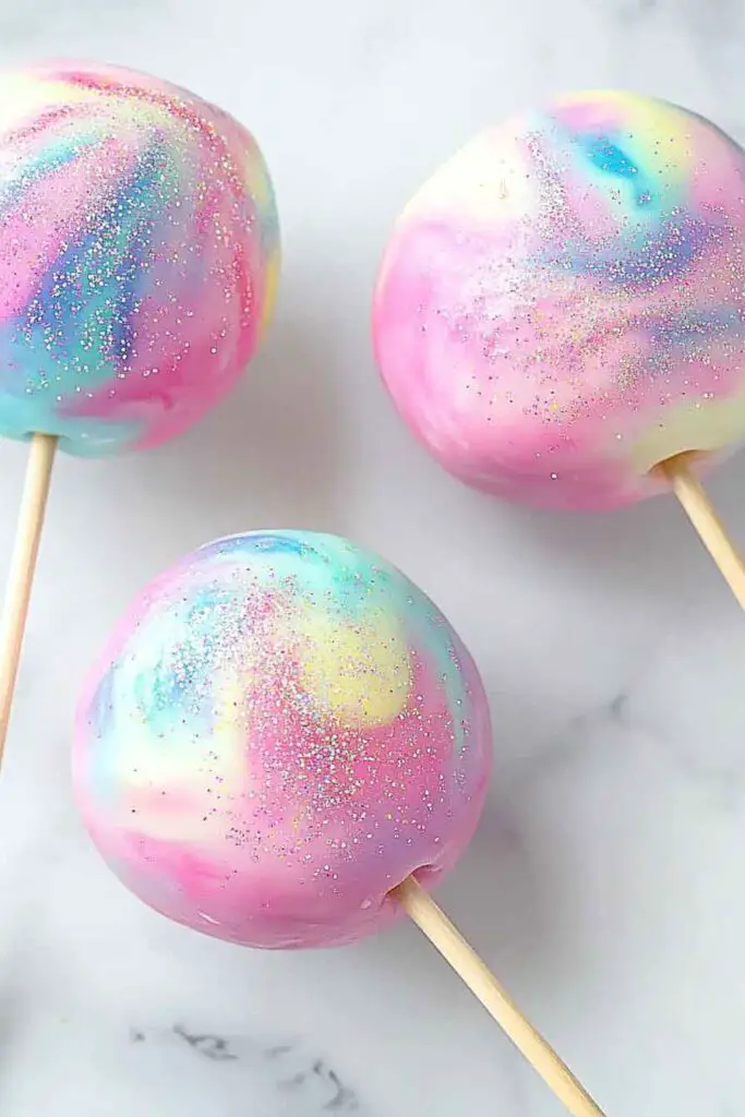 cotton Candy Swirl Candy Apples