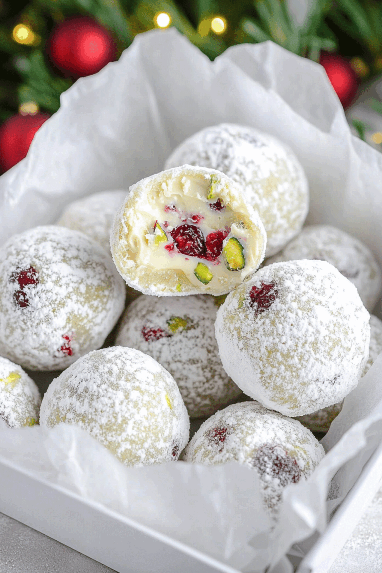 Cranberry Pistachio White Chocolate Truffles