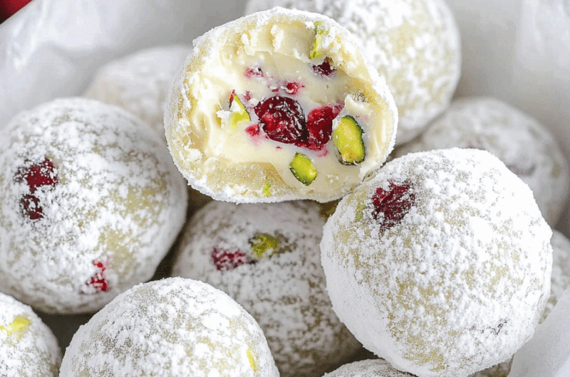 Cranberry Pistachio White Chocolate Truffles
