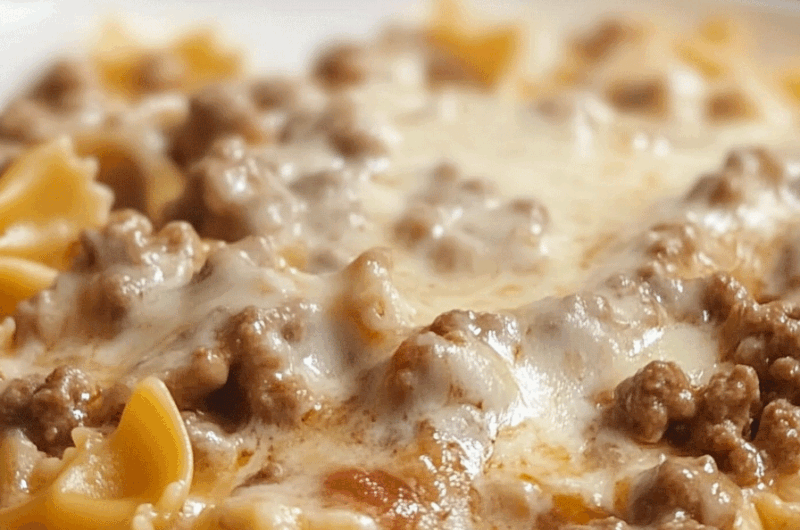 Creamy Velveeta Beef Bowtie Pasta
