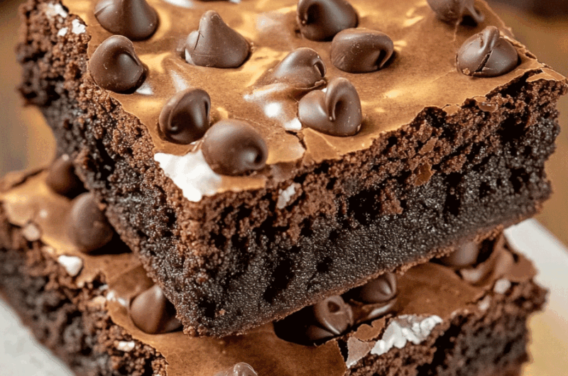 Fudgy Chocolate Chip Brownie Squares