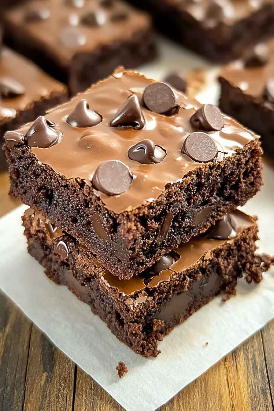 Fudgy Chocolate Chip Brownie Squares