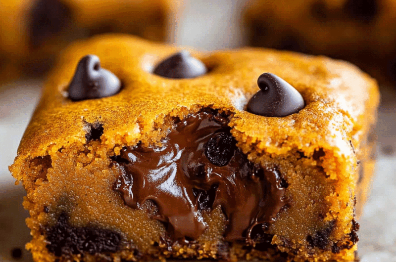 Fudgy Pumpkin Chocolate Chip Bars