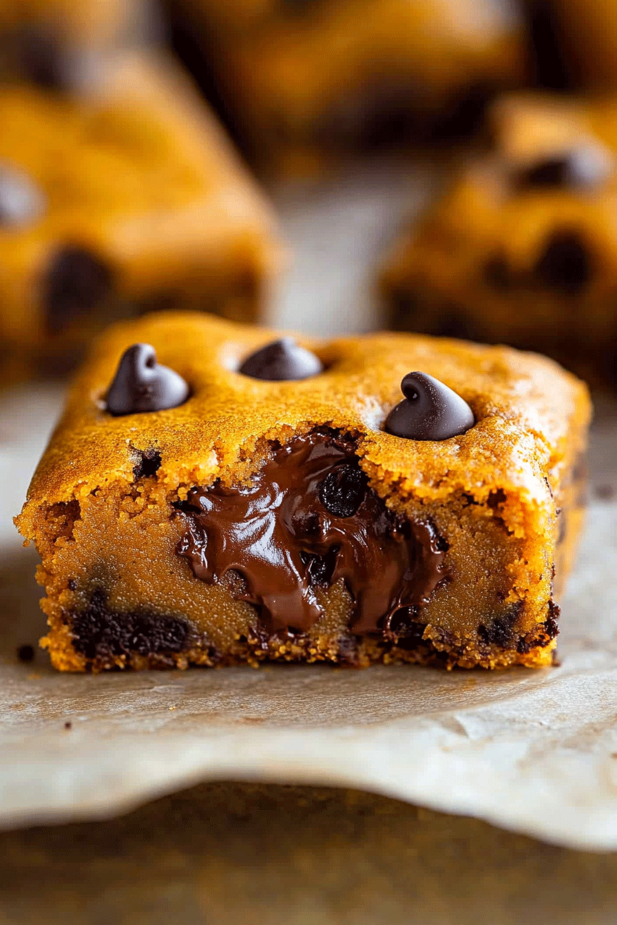 Fudgy Pumpkin Chocolate Chip Bars