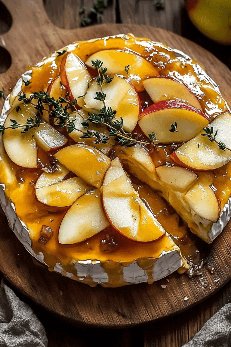 Golden Baked Brie with Caramelized Apples and Thyme