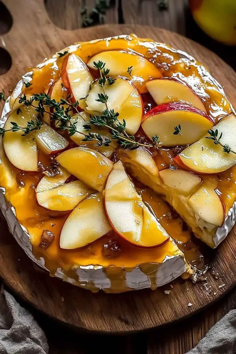 Golden Baked Brie with Caramelized Apples and Thyme