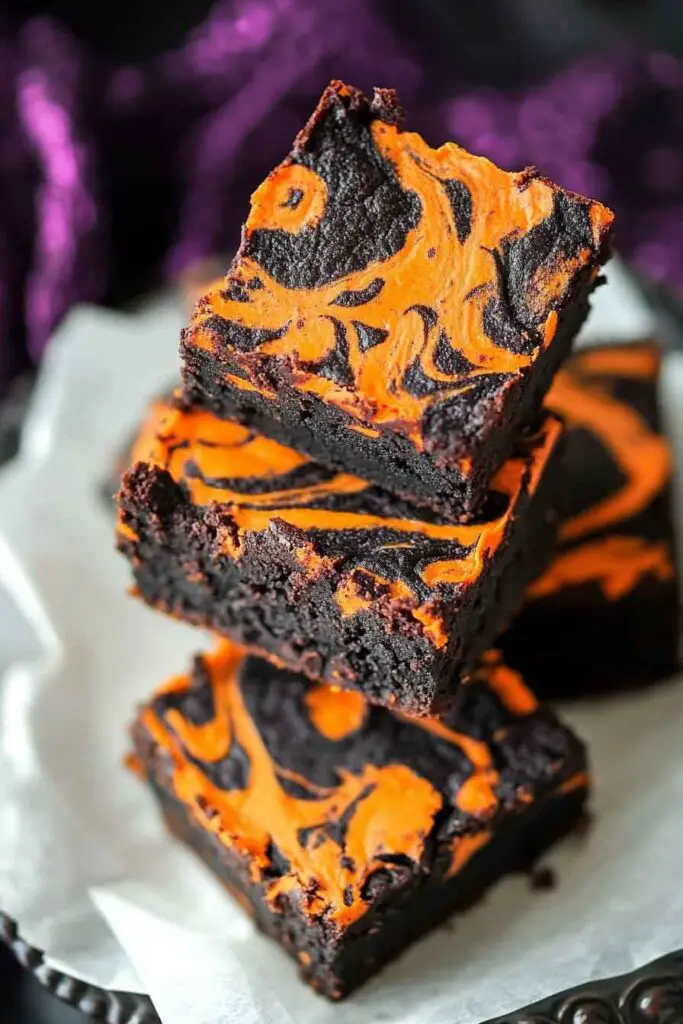 Halloween Cream Cheese Swirl Brownies