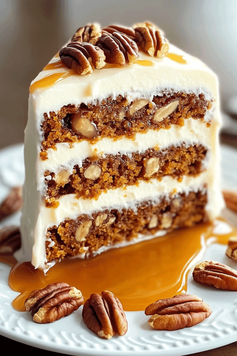 Heavenly Caramel Pecan Carrot Cake