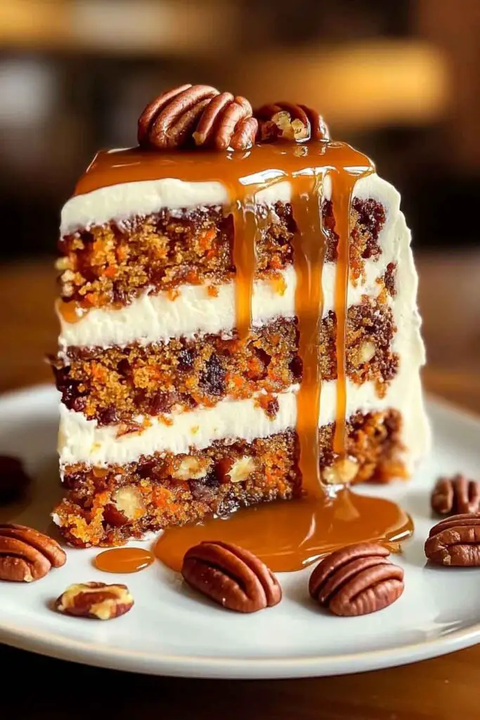 Heavenly Caramel Pecan Carrot Cake