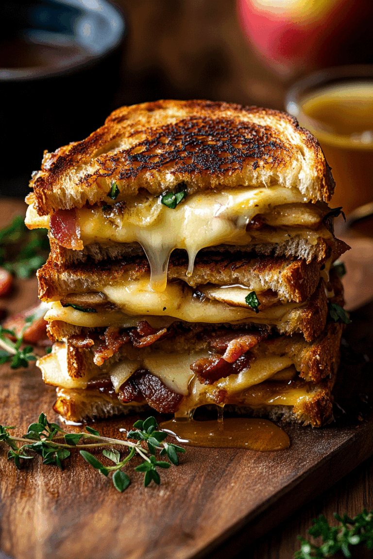 hot Honey Apple Cheddar Bacon Grilled Cheese