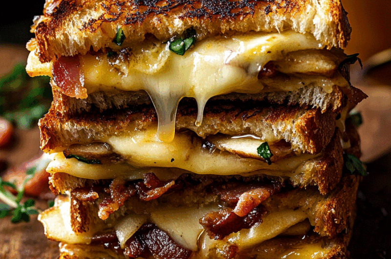 Hot Honey Apple Cheddar Bacon Grilled Cheese