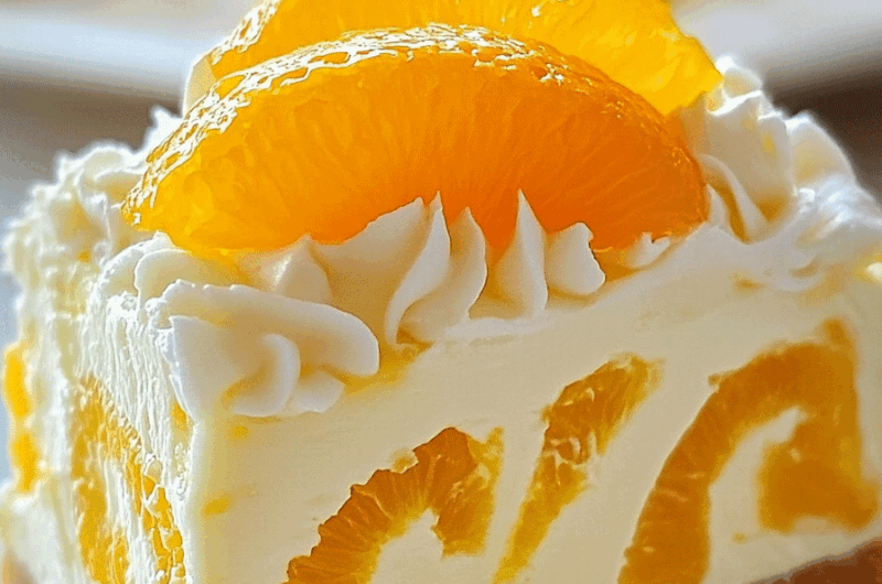 No Bake Orange Pineapple Swirl Cheesecake