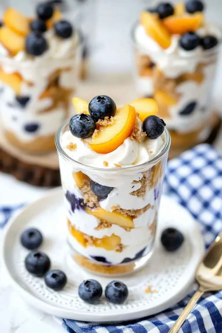 No Bake Peach Blueberry Cheesecake Recipe