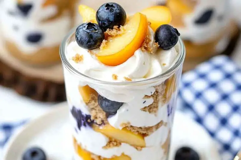 No Bake Peach Blueberry Cheesecake Recipe