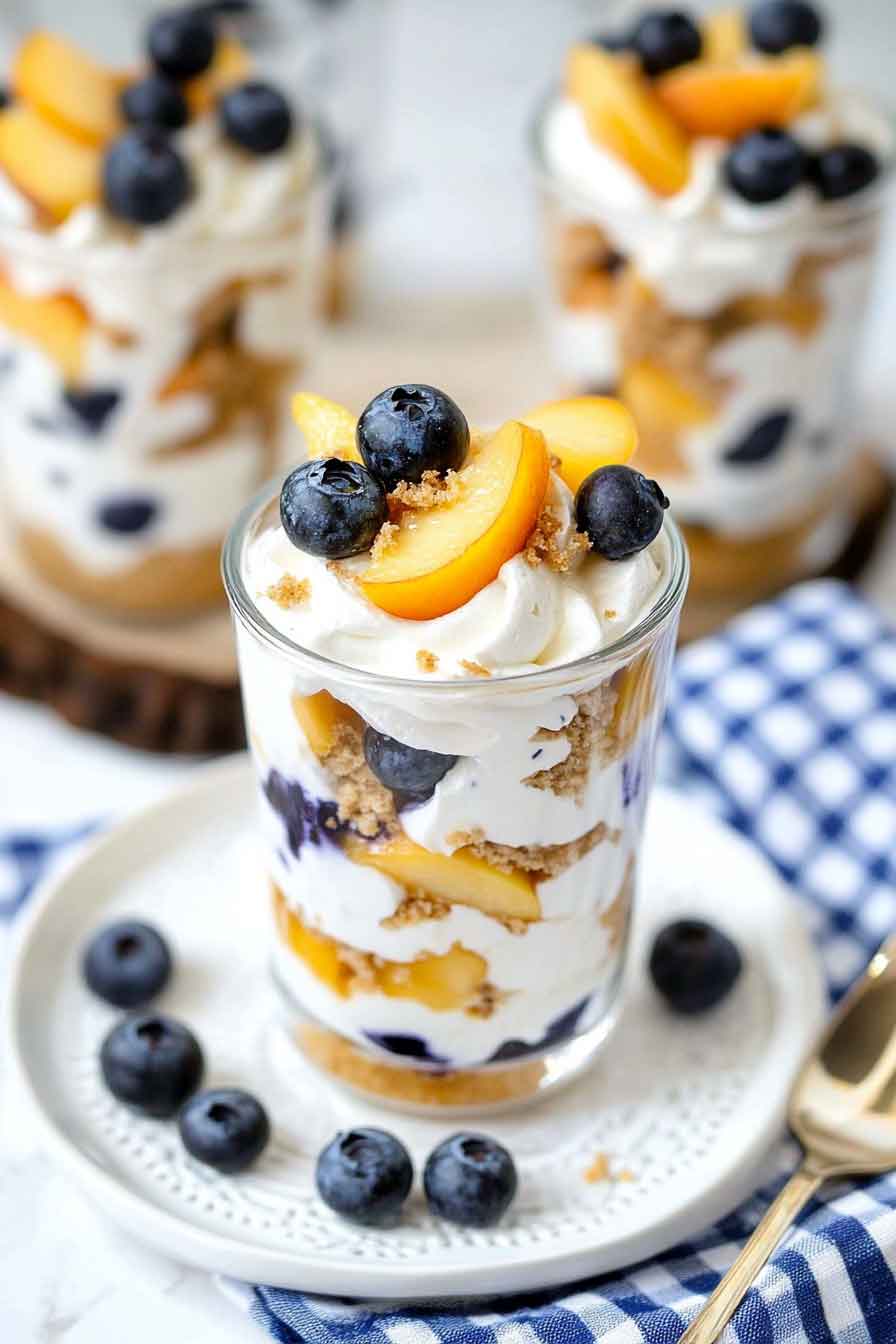 No Bake Peach Blueberry Cheesecake Recipe