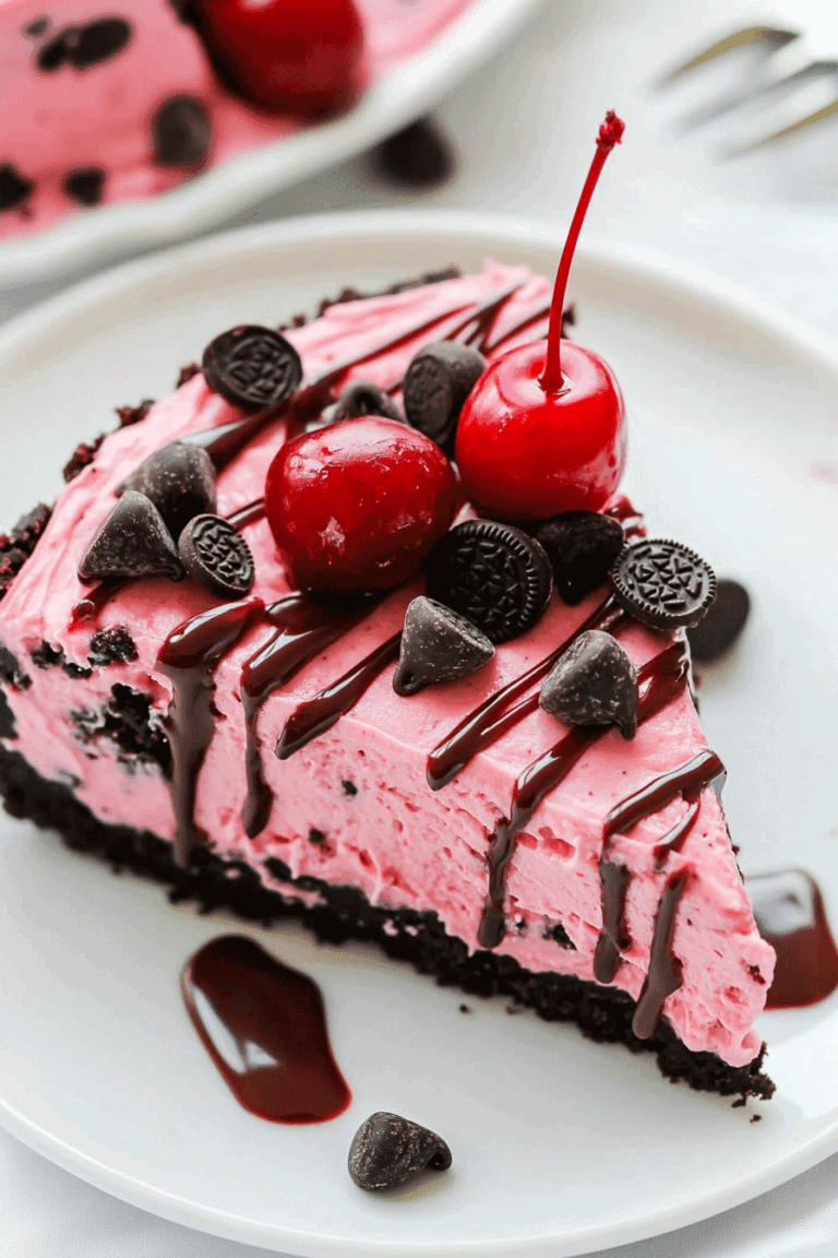 Oreo Cherry Chocolate Chip No Bake Cheesecake