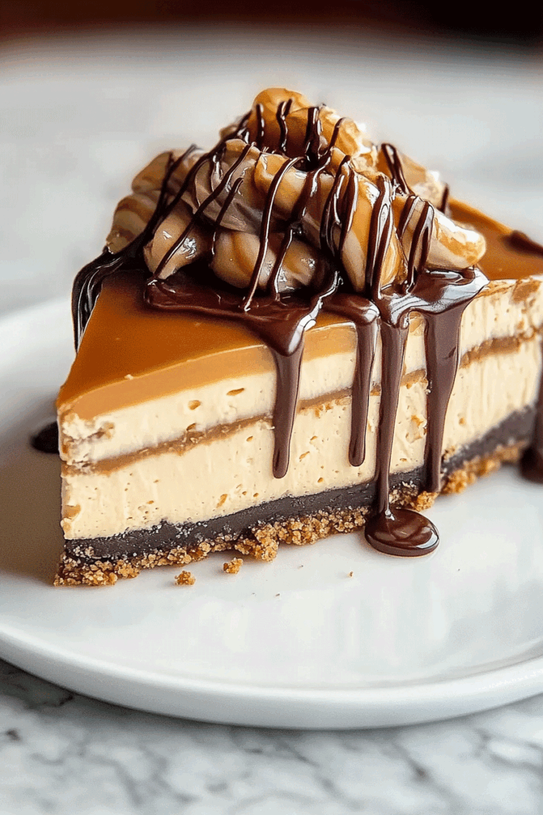Peanut Butter Cheesecake with Caramel Drizzle