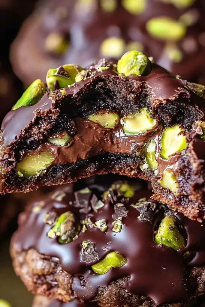 Pistachio Filled Chunky Chocolate Cookies