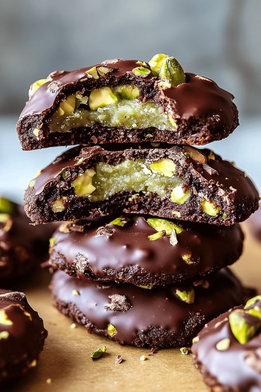Pistachio Filled Chunky Chocolate Cookies