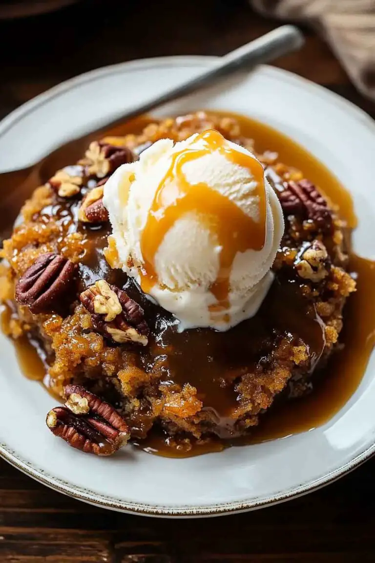 Pumpkin Cobbler with Caramel and Pecans