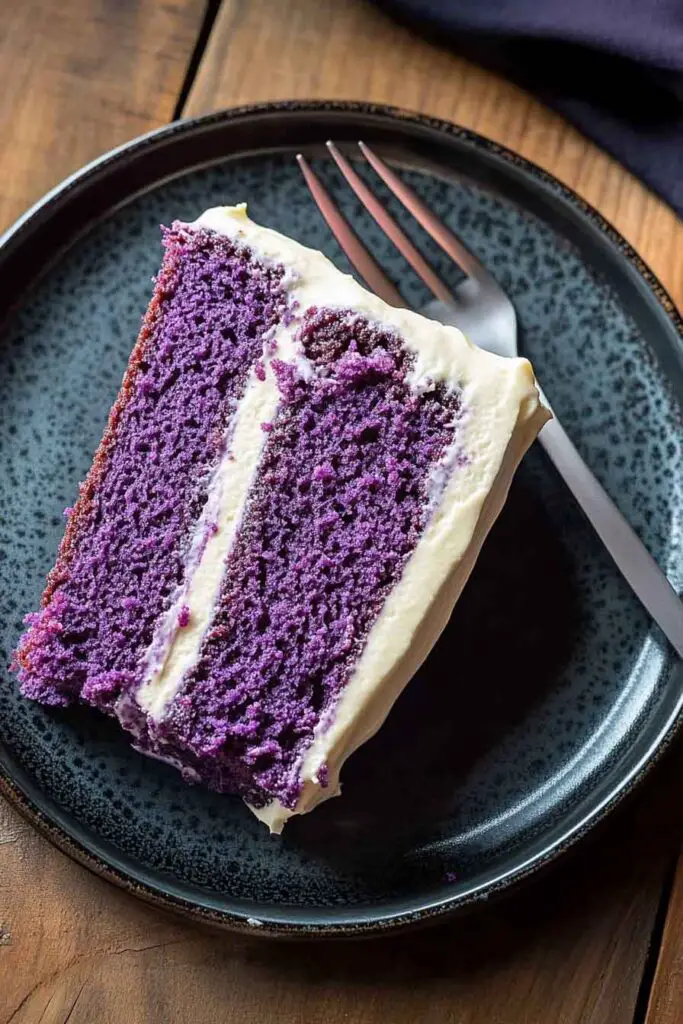 Purple Velvet Cake with White Chocolate Frosting