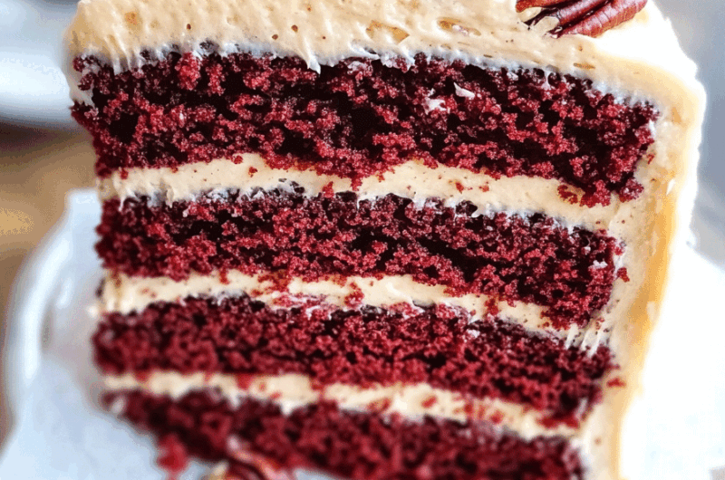 Red Velvet Cake Brown Butter Pecan Frosting