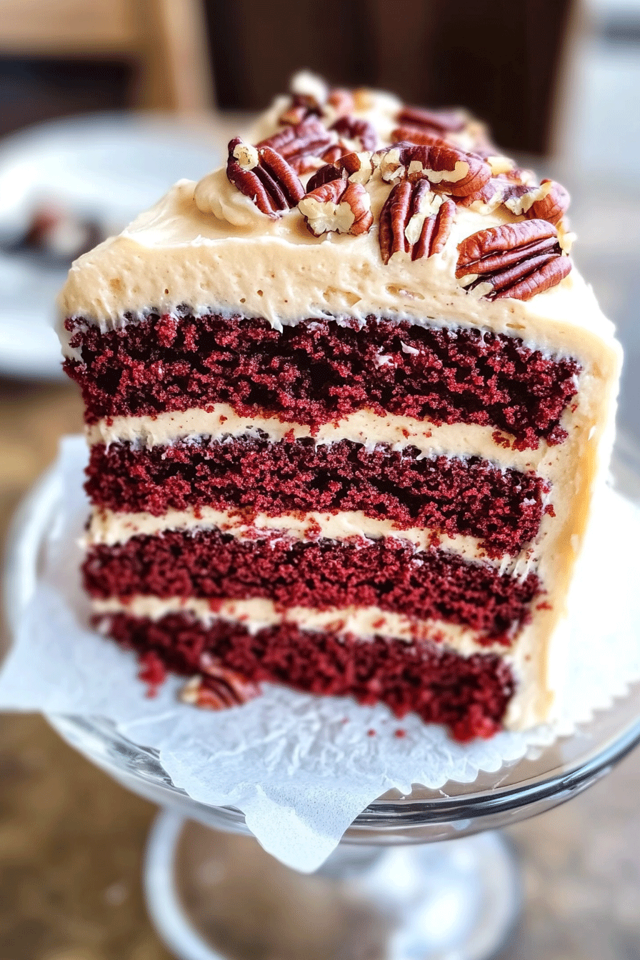 Red Velvet Cake Brown Butter Pecan Frosting