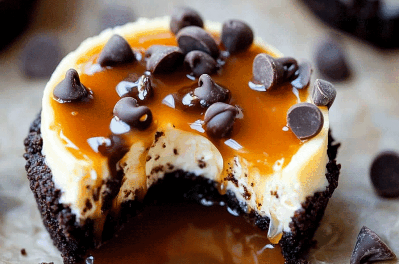 Salted Caramel Chocolate Chip Cheesecake