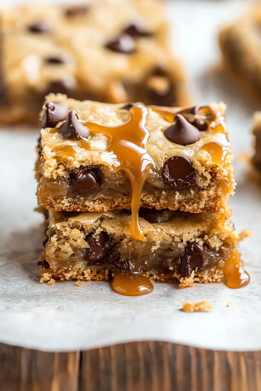 Salted Caramel Chocolate Chip Cookie Bars
