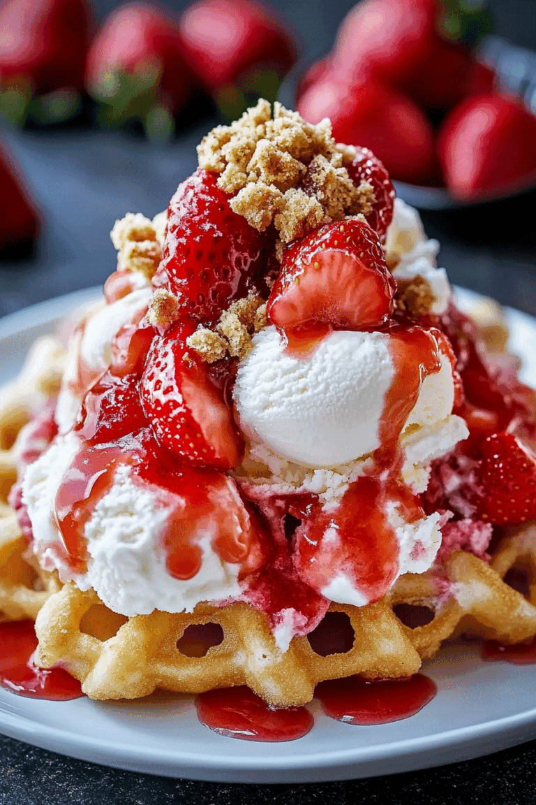strawberry Cheesecake Funnel Cake Sundae