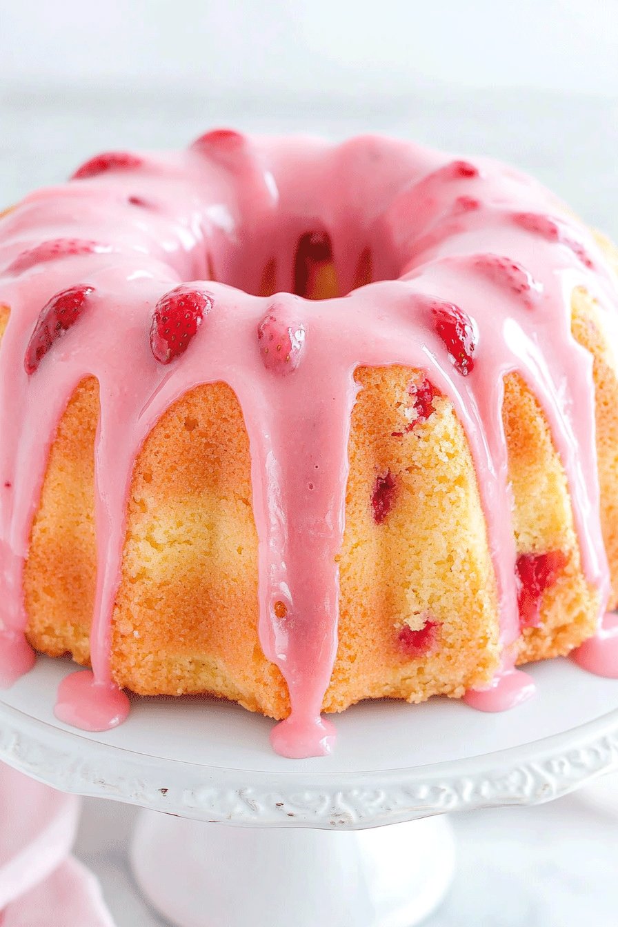 Strawberry Lemonade Pound Cake Loaf