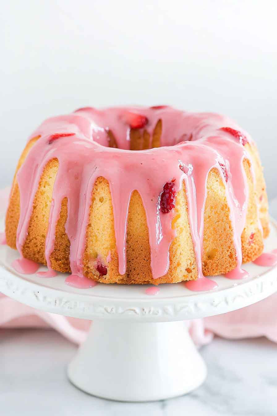 Strawberry Lemonade Pound Cake Loaf