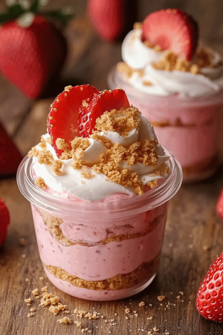 Strawberry Pink Pudding Cheesecake Cups