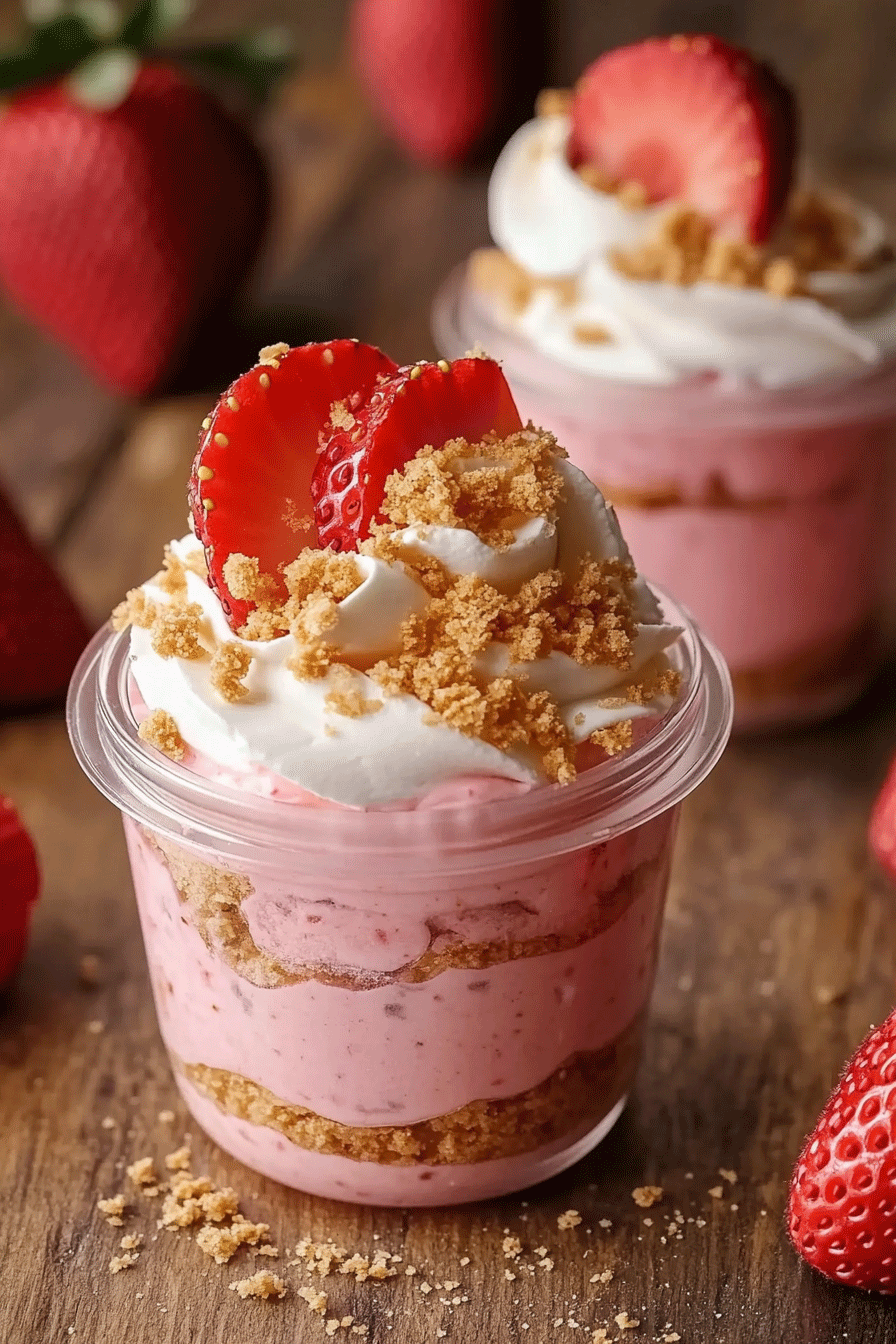Strawberry Pink Pudding Cheesecake Cups